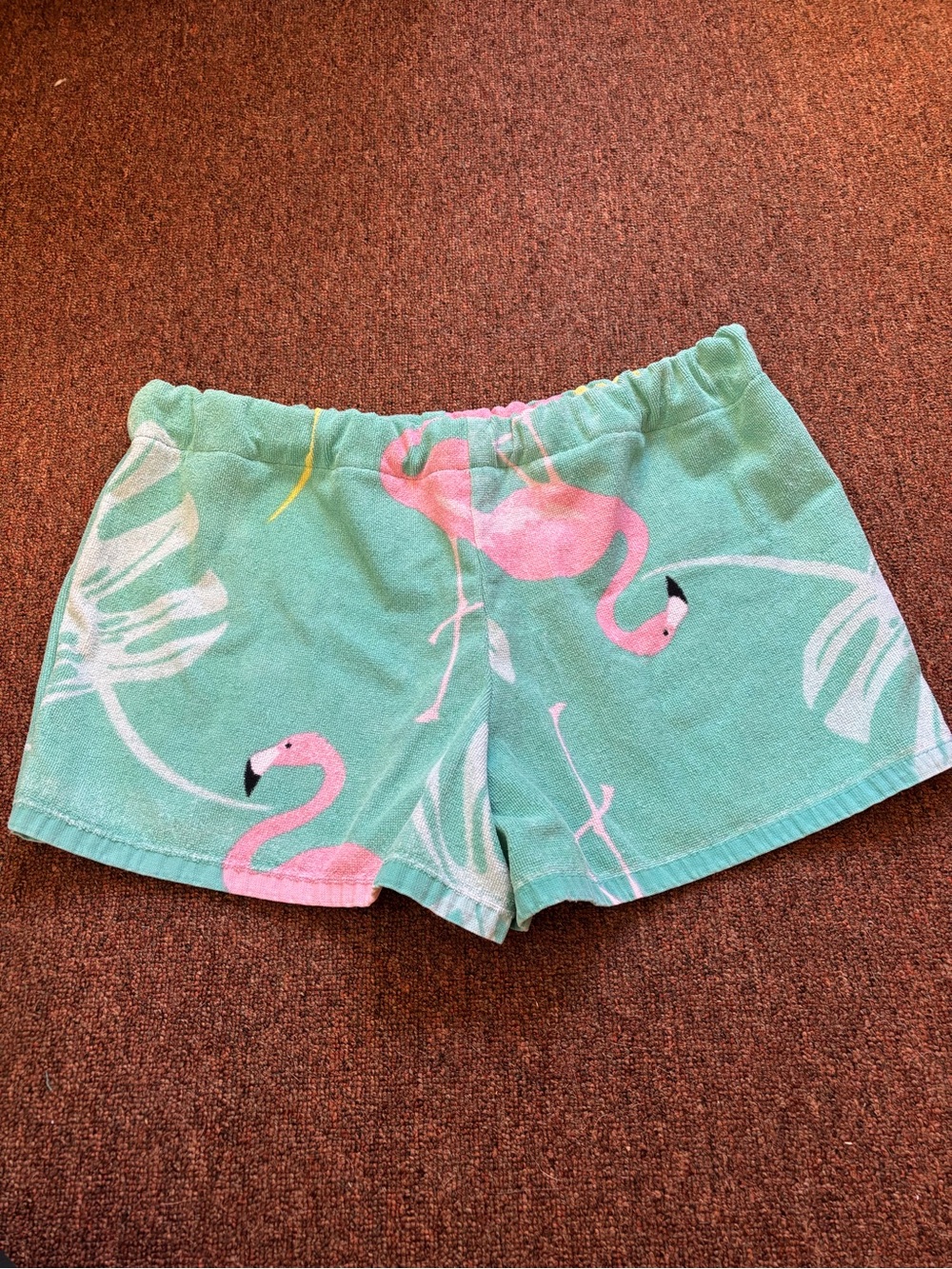 Women’s Turquoise Flamingo Towel Shorts